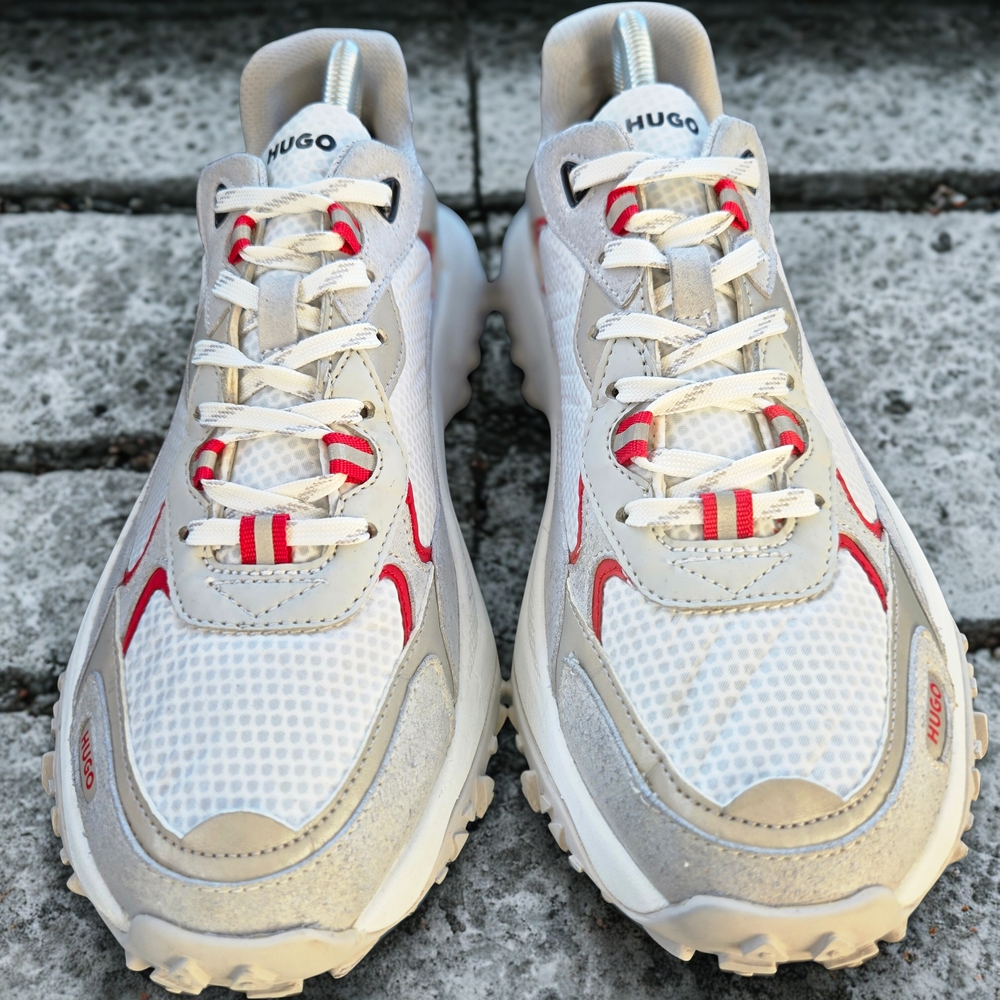 HUGO, GO1ST SNEAKERS Red, Gray, White Size 9 Men's Original Box Not Included